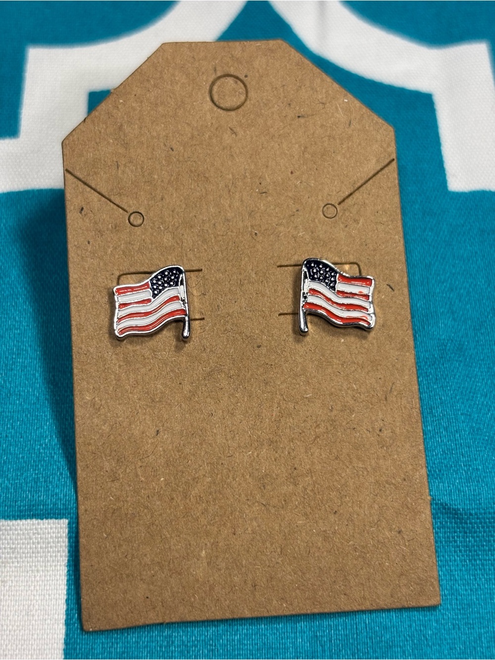 New American Flag Enamel Stud Earrings - Red, White & Blue